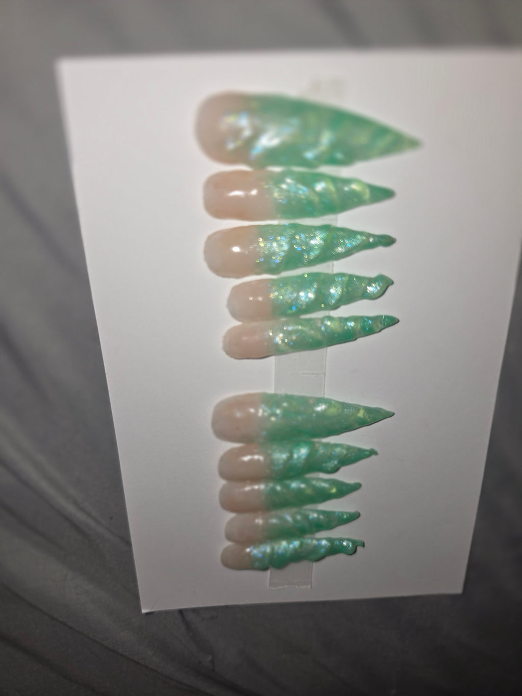 Green Tip Swirl Press on Nails Set of 10