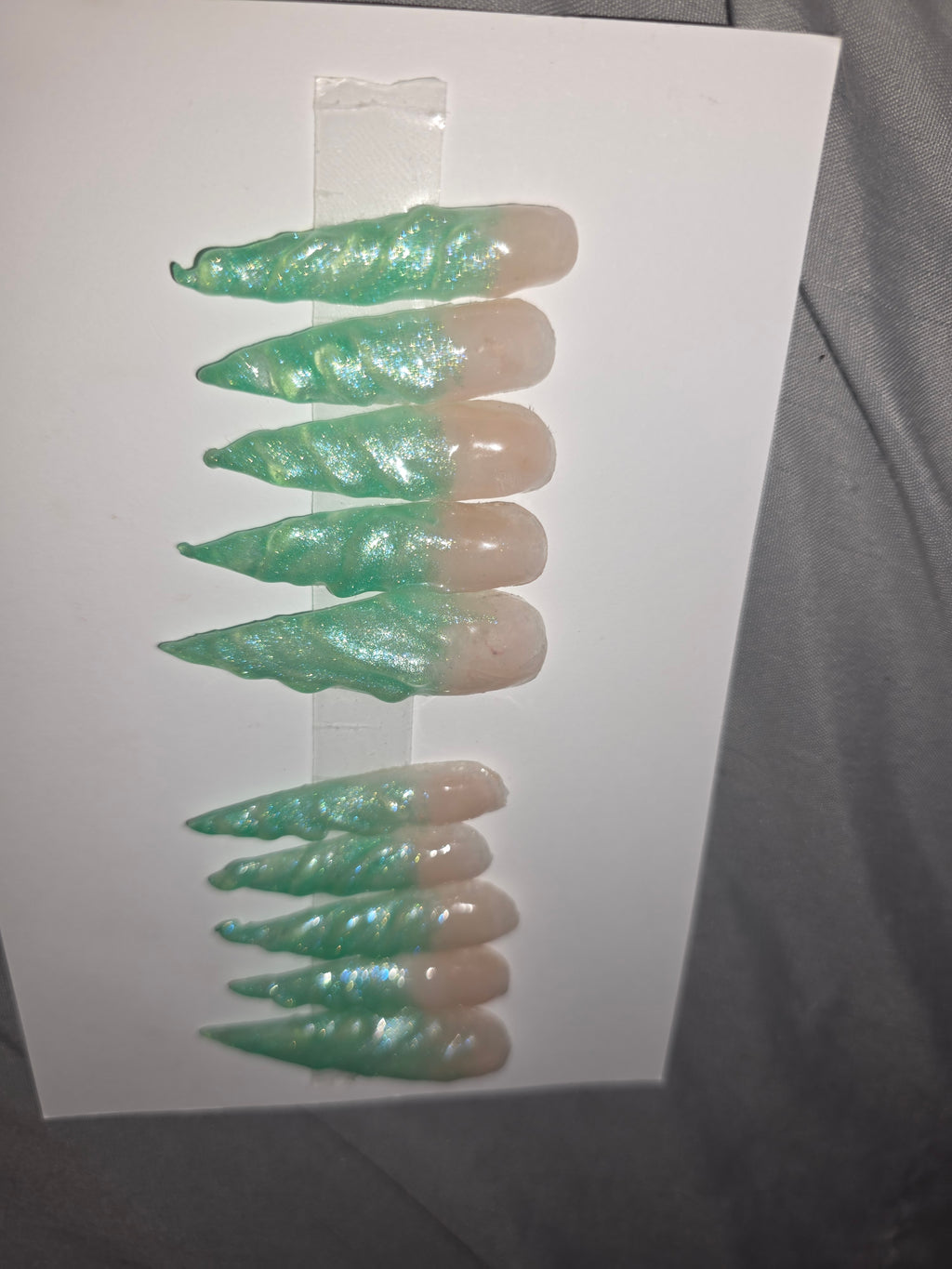 Green Tip Swirl Press on Nails Set of 10